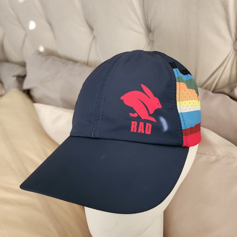 Rabbit Running Hat Unisex OSFM Navy Blue Excellent Rainbow Mesh RAD Performance - Picture 2 of 7